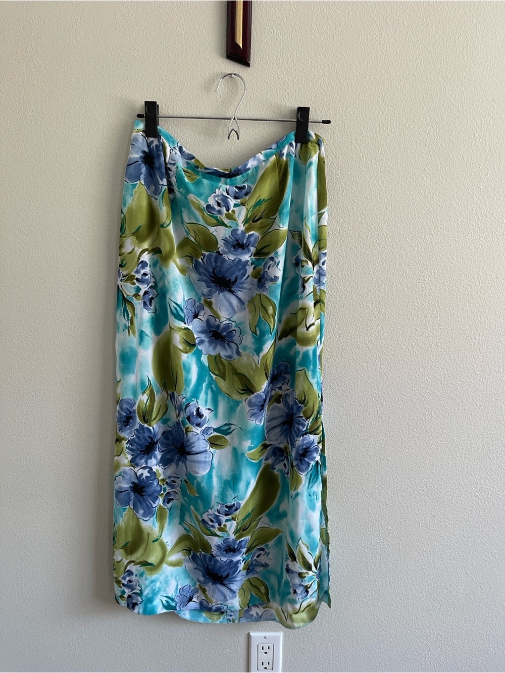 Kathie Lee Collection Blue & Green Floral Maxi Skirt